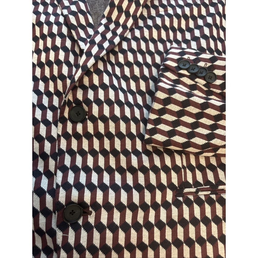 HUGO BOSS Norwin1 Geometric Black Brown Men Blazer Stretch Jacket Size 44R - Picture 2 of 7